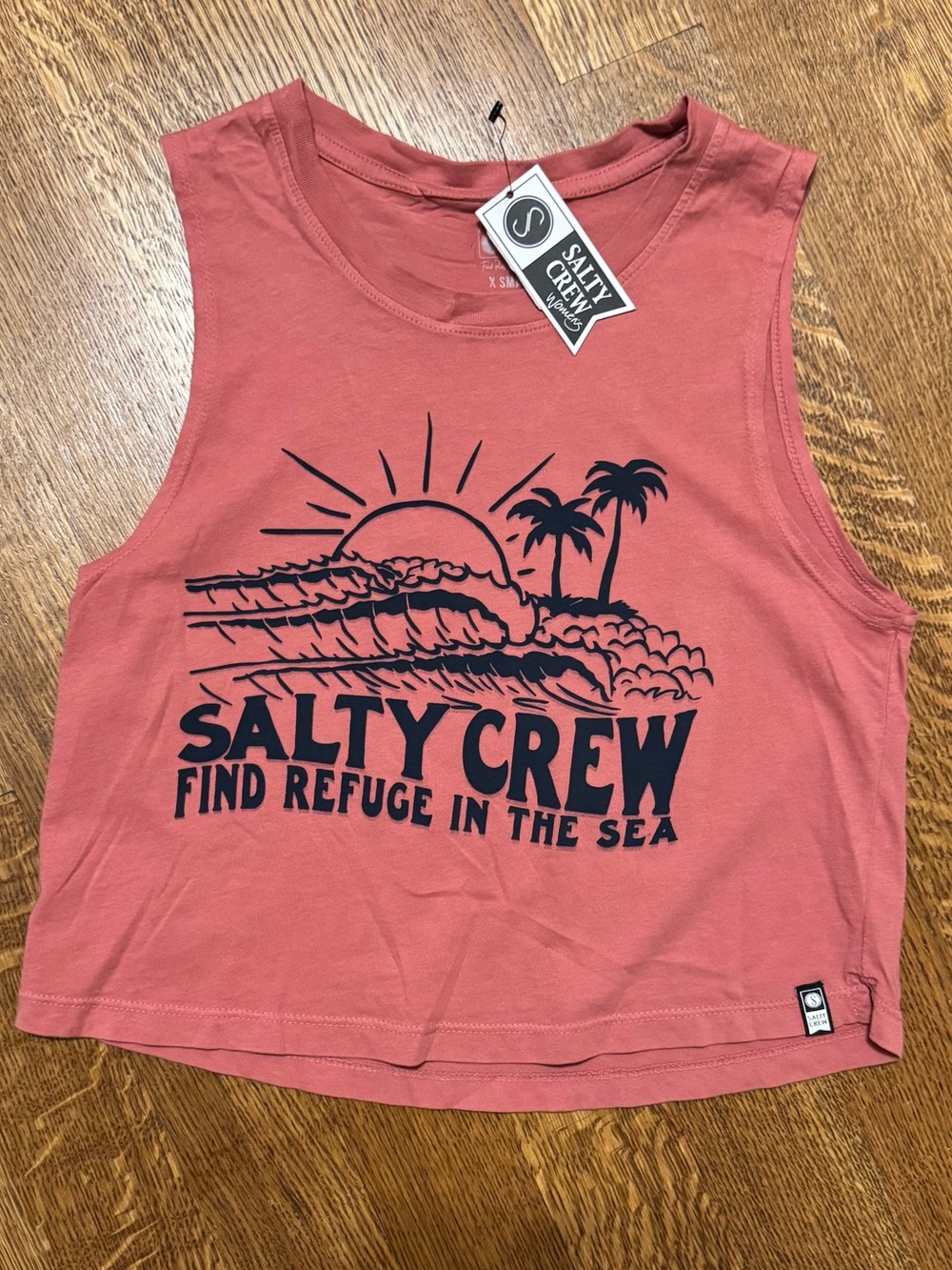 Salty Crew Coral Crop Tank Top Sunset Graphic.  Women’s XS. NWT.